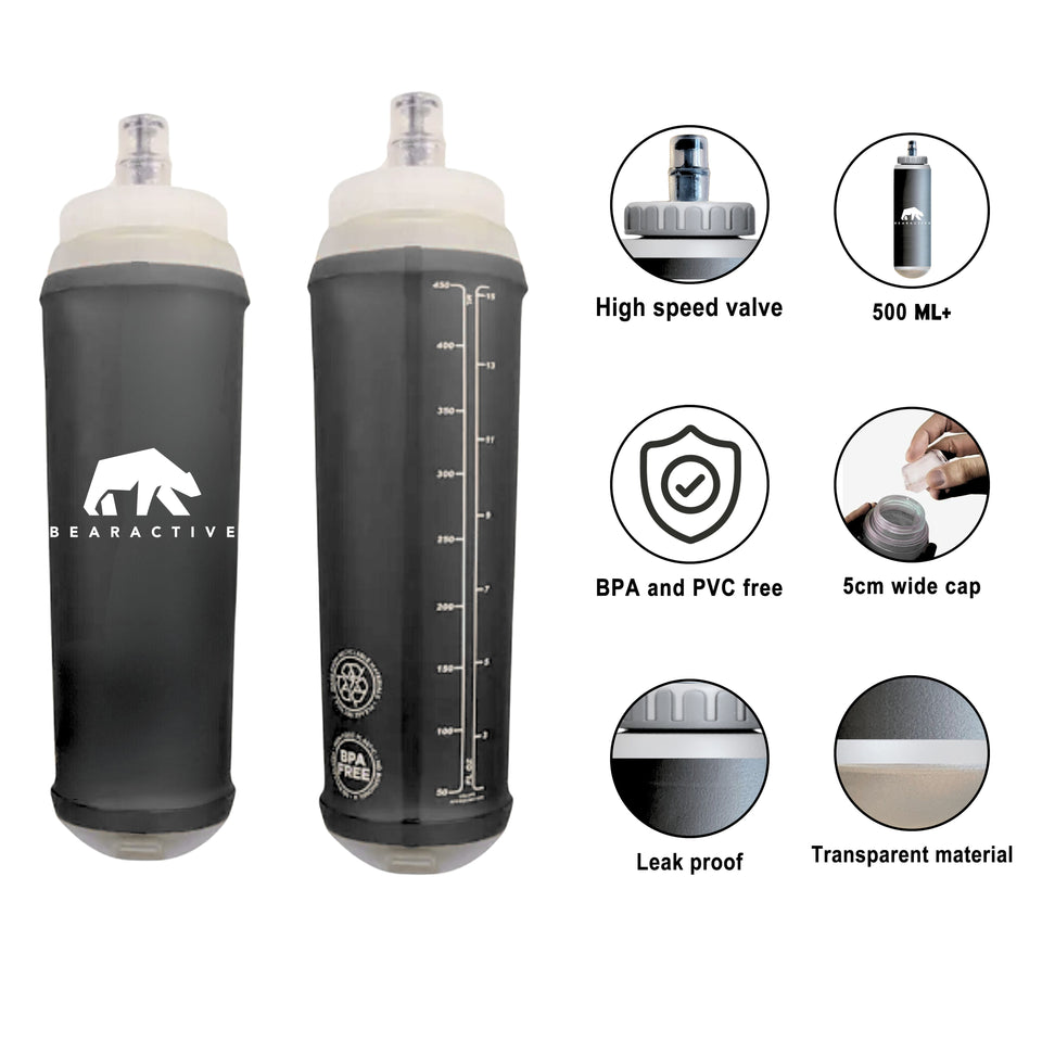 Bearactive Battery LED Running Vest with 500ml Soft Flask and Whistle