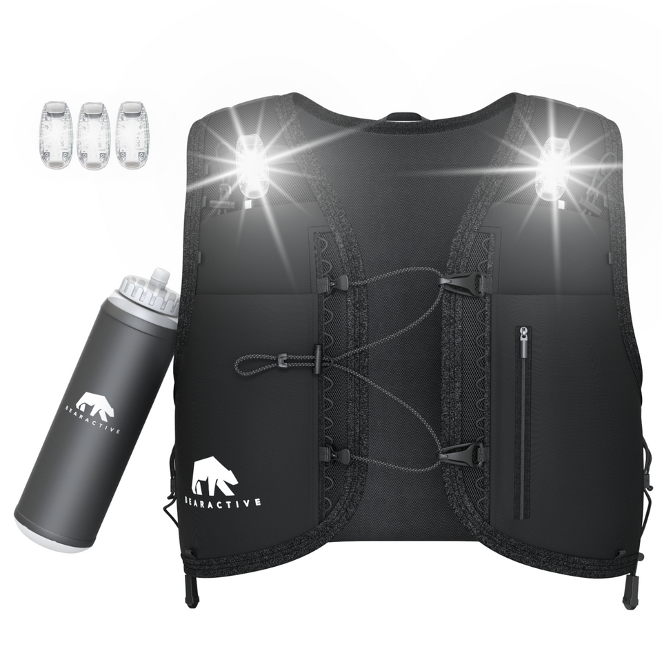 Bearactive Rechargeable LED Running Vest with 500ml Soft Flask