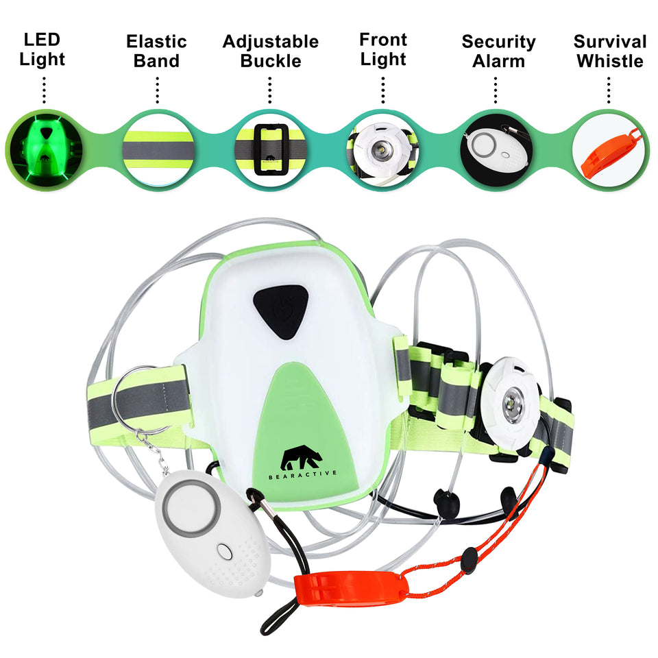 Bearactive Running Chest Light, Emergency Whistle and Personal Alarm