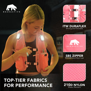 Bearactive Pink LED Clip Running Vest Bundle (Vest, Softflask and 3 x Lights)