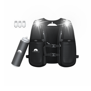 Bearactive Battery LED Running Vest with 500ml Soft Flask and Whistle