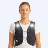 Black Elastic LED Running Vest (Vest, 500ml Softflask & 3xLights)