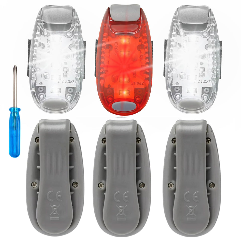 Battery Clip On Lights x 3 (1xRed 2xWhite)