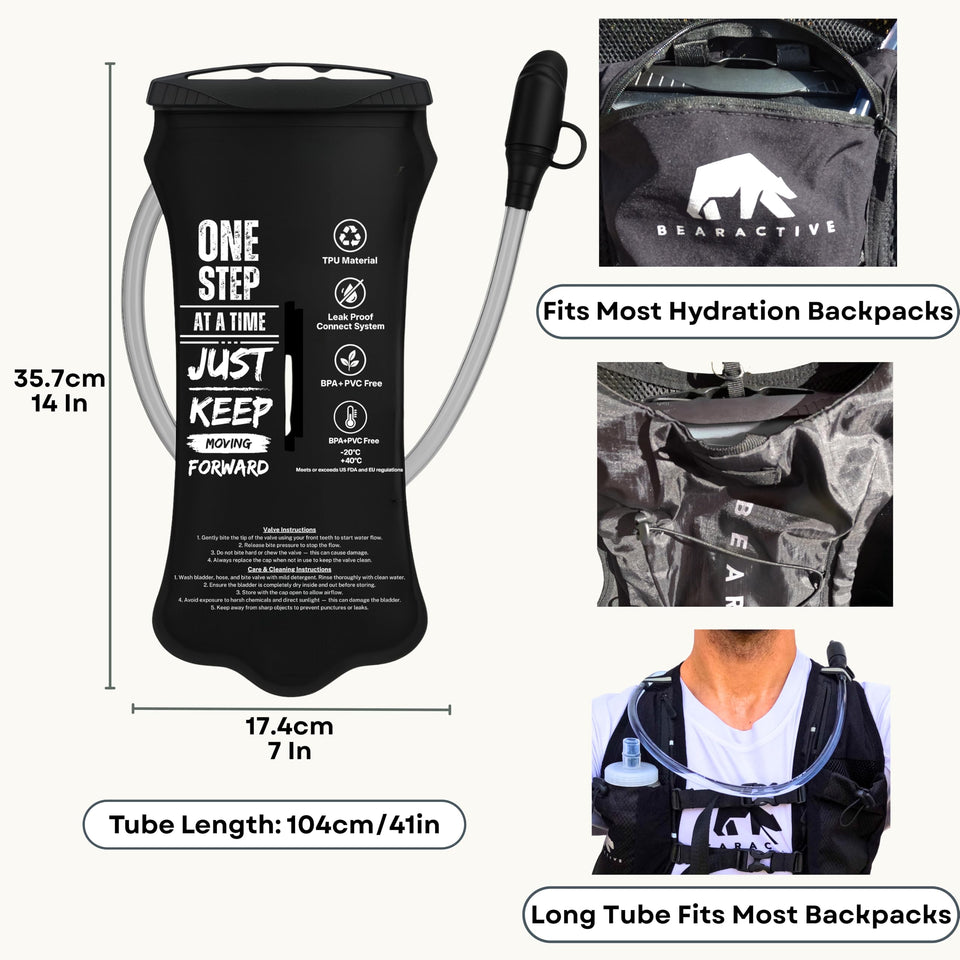 backpack bladder hiking camera water bottle Backpack Water Bladder 2 Liters for Running & Hiking – Bearactive