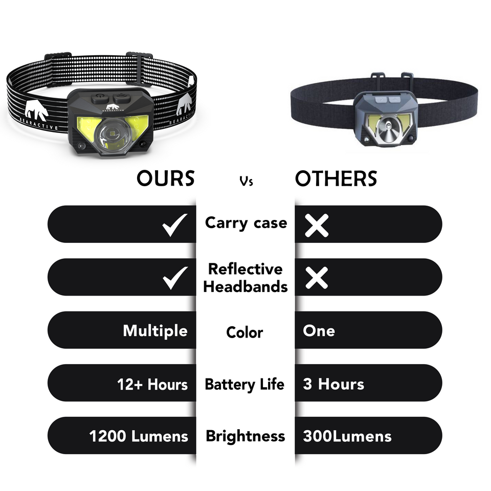 Bearactive 2X Head Torch Rechargeable