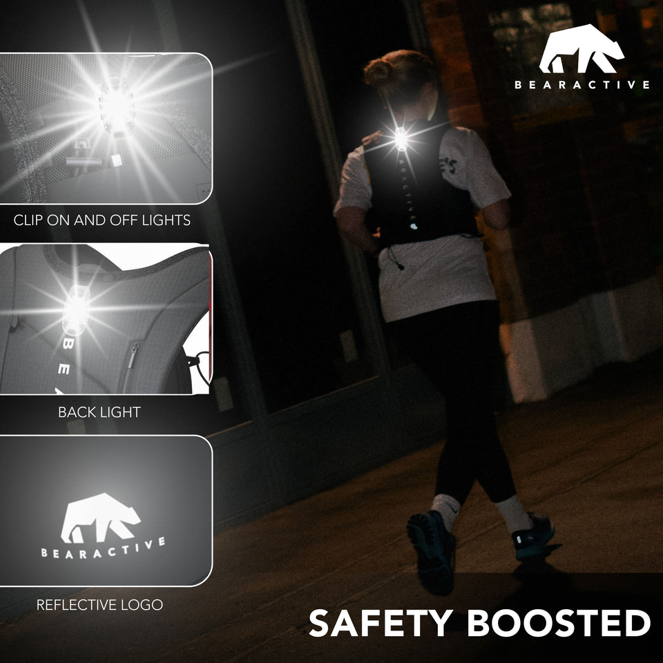 Bearactive Battery LED Running Vest with 500ml Soft Flask