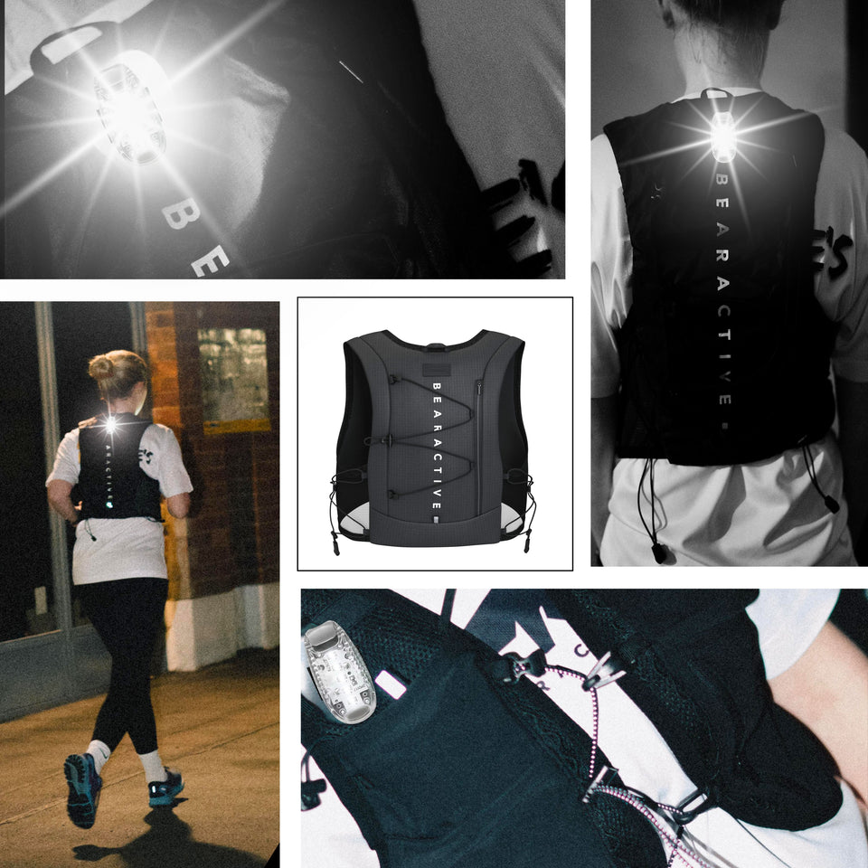 Bearactive Battery LED Running Vest with 500ml Soft Flask
