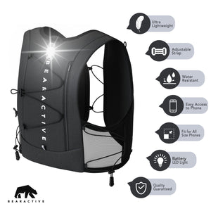 Bearactive Battery LED Running Vest with 500ml Soft Flask