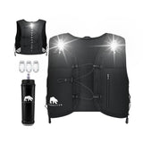 Black Elastic LED Running Vest (Vest, 500ml Softflask & 3xLights) - Bearactive