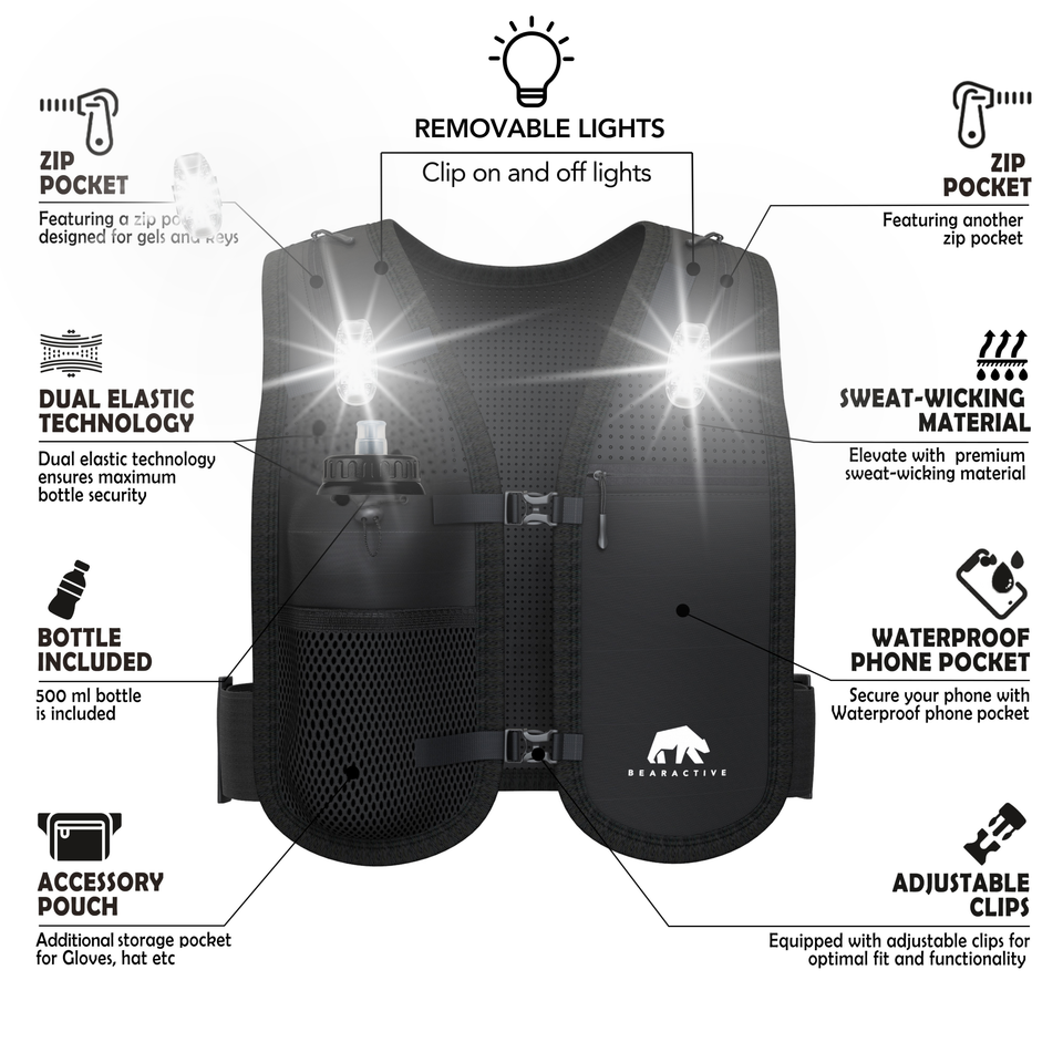 Bearactive LED Running Vest with Bottle - Bearactive