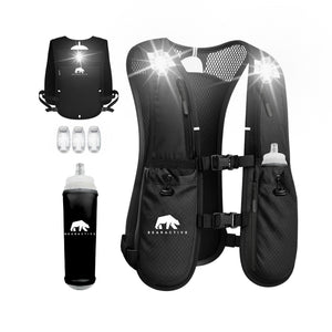 Bearactive Battery LED Running Vest with 500ml Soft Flask and Whistle