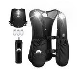 Black Clip LED Running Vest (Vest, 500ml Softflask & 3xLights) - Bearactive
