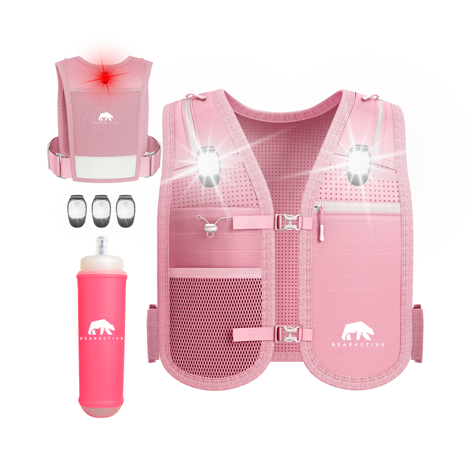 Bearactive LED Running Phone Holder with 500ml Running Water Bottle Pink