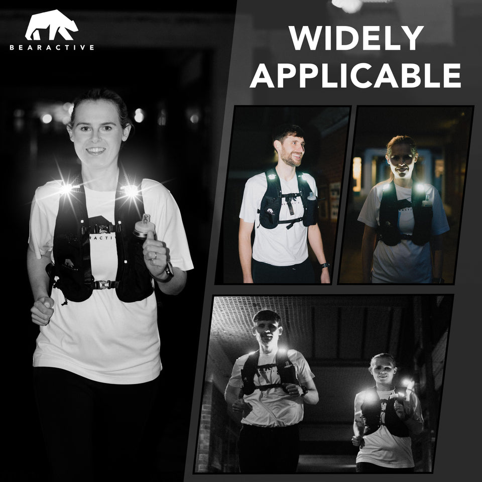 Bearactive Rechargeable LED Running Vest with 500ml Soft Flask and Whistle