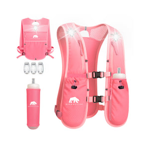 Bearactive Pink LED Clip Running Vest Bundle (Vest, Softflask and 3 x Lights)