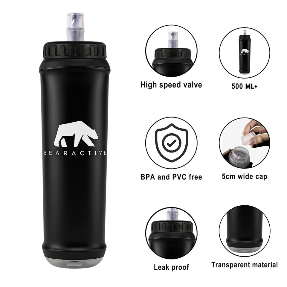 Bearactive Running Phone Holder with 500ml Running Water Bottle Black - Bearactive