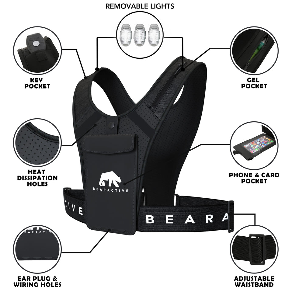 Bearactive LED Running Vest with Running Light