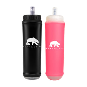 Bearactive 500ml large cap soft flasks in black and pink
